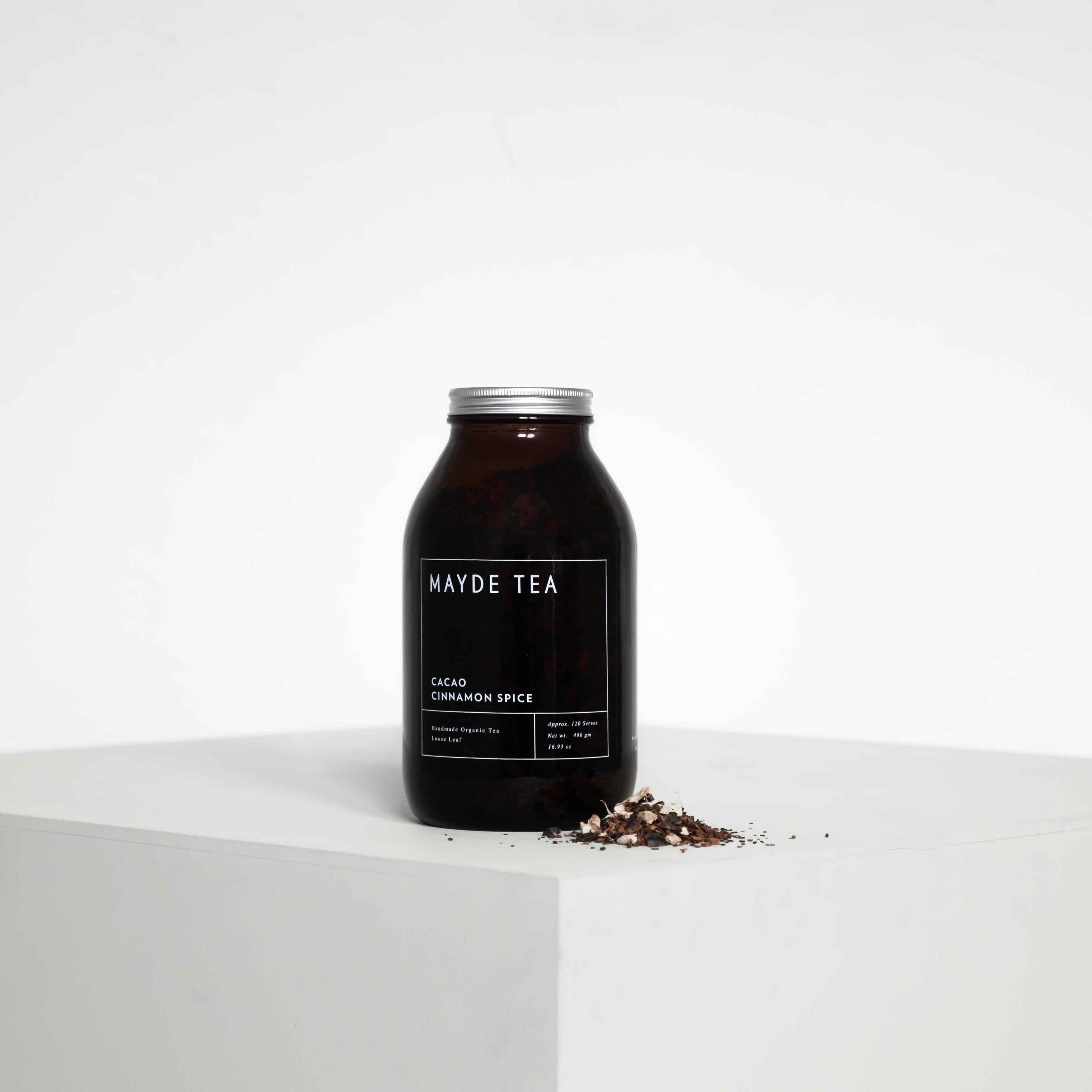 Jar, refill pouch + funnel set Bundles Mayde Tea Bundles Cacao Cinnamon Spice  